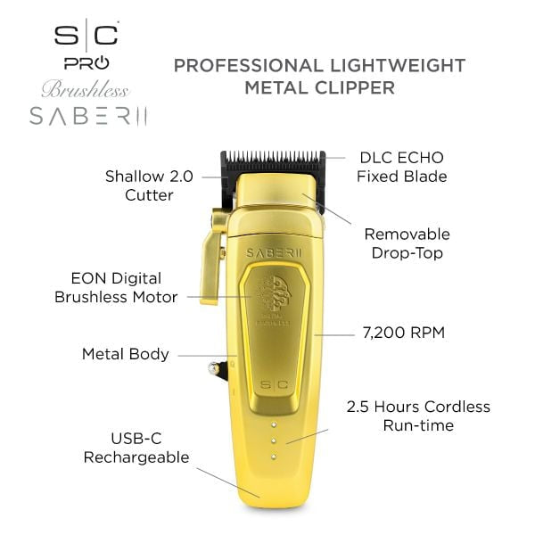 SABER 2 PROFESSIONAL HAIR CLIPPER WITH EON DIGITAL BRUSHLESS MOTOR