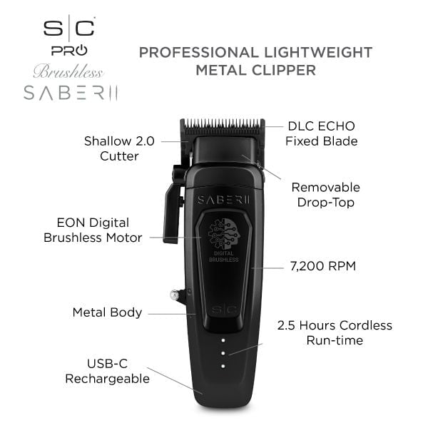 SABER 2 PROFESSIONAL HAIR CLIPPER WITH EON DIGITAL BRUSHLESS MOTOR
