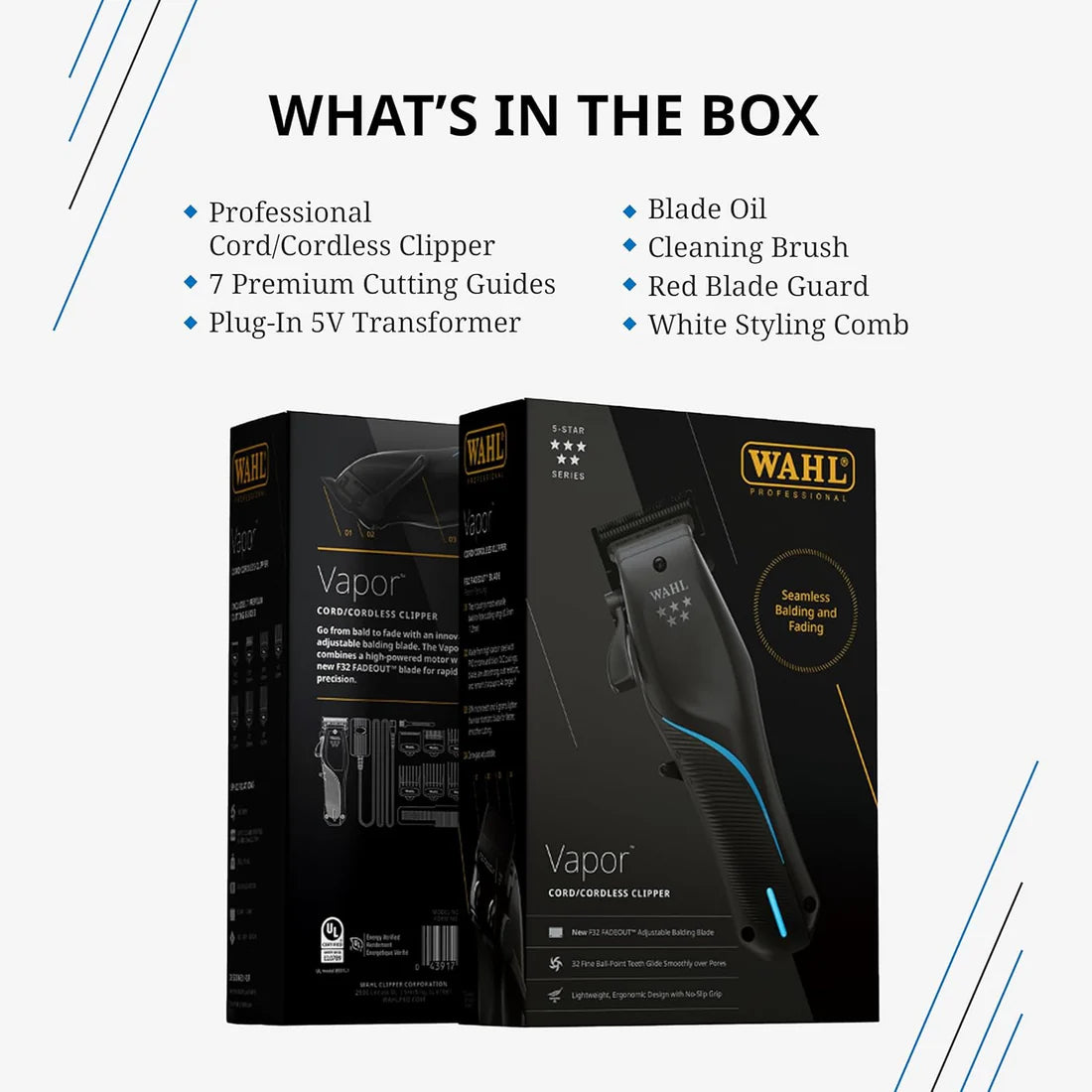 Wahl Professional Vapor Cordless Clipper with F32 FadeOut Blade (3026480)