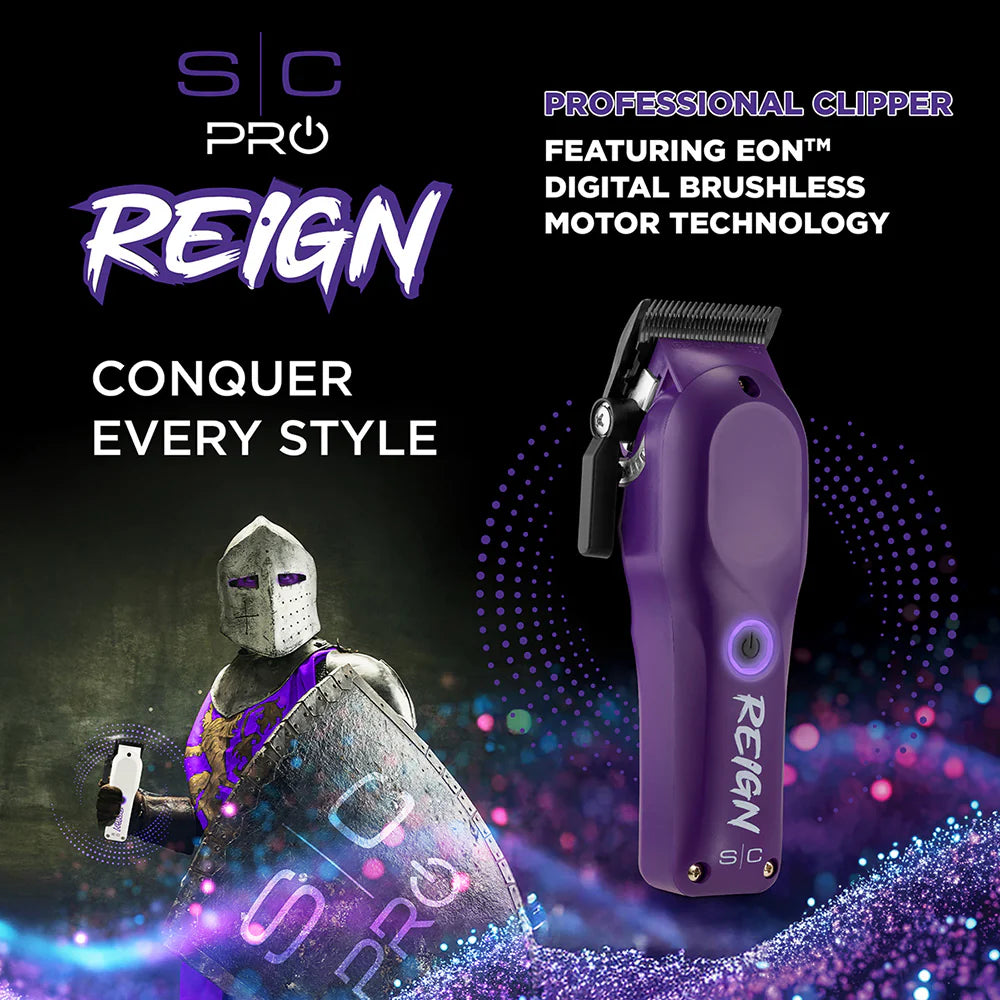 StyleCraft Reign EON Digital Brushless Motor Cordless Clipper - Purple (SC620P)