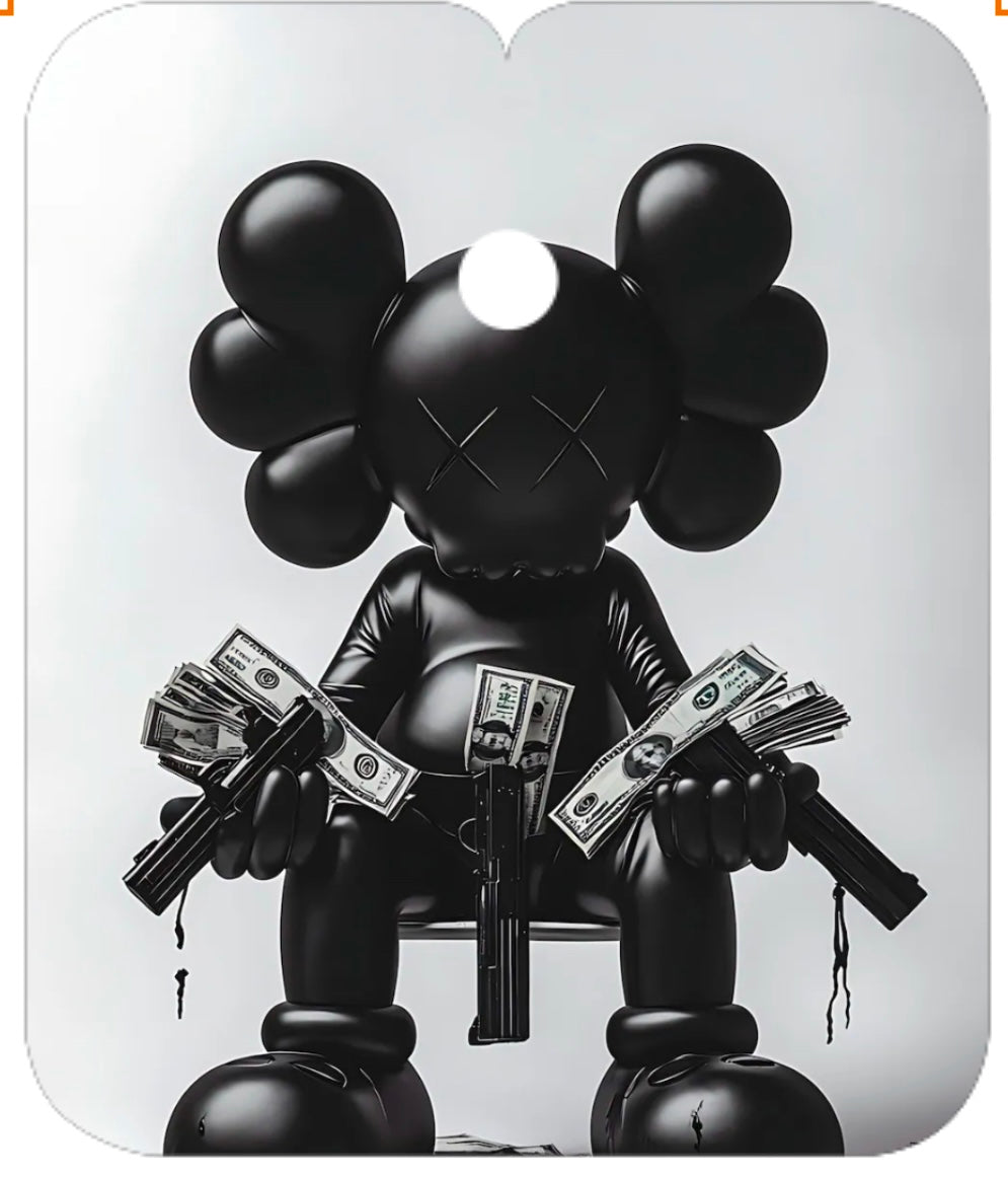 Capa de Barbero Premium Impermeable jd cape black/Whith kaws edition  round 1 2/3