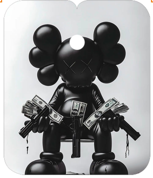 Capa de Barbero Premium Impermeable jd cape black/Whith kaws edition  round 1 2/3
