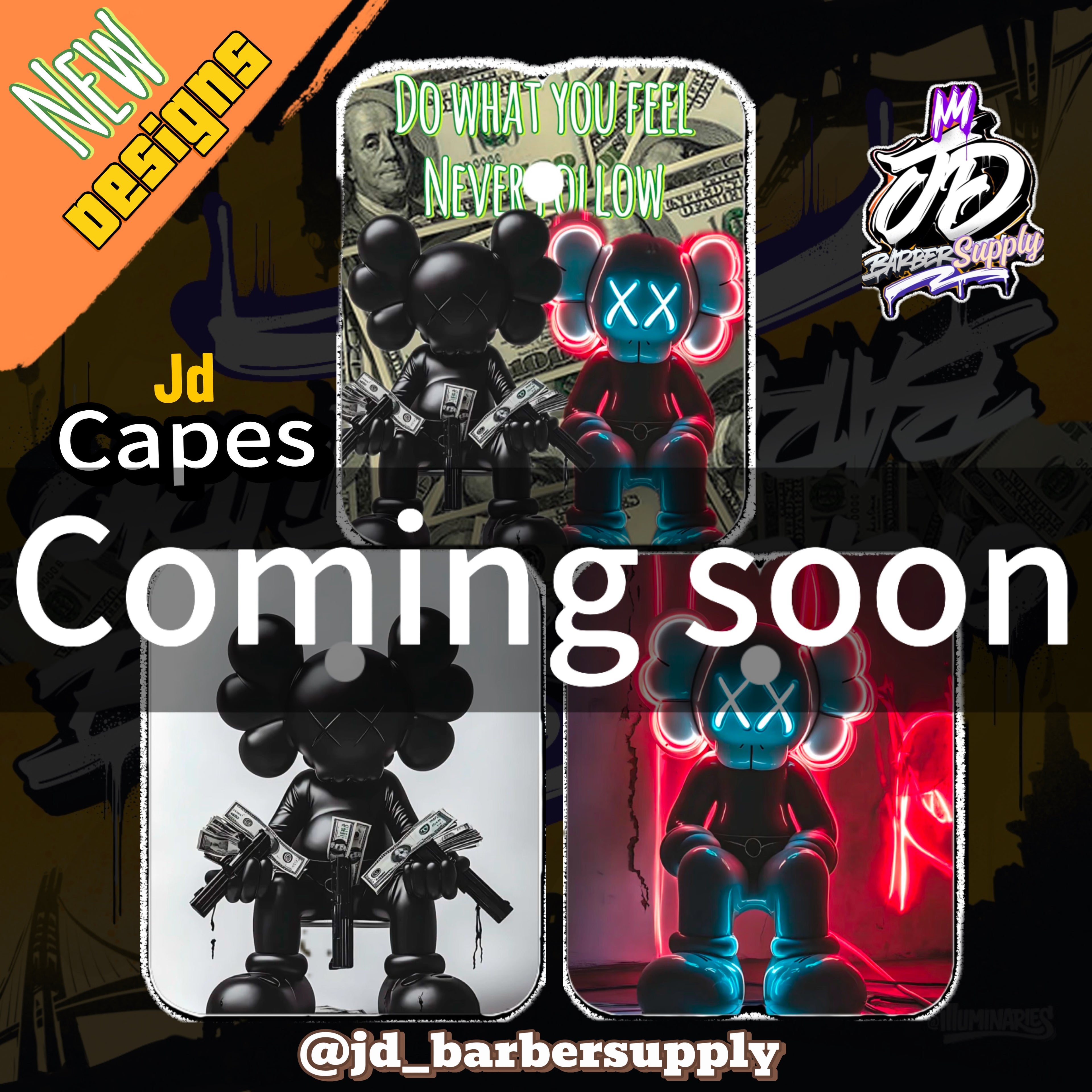 Capa de Barbero Premium Impermeable jd cape neon red kaws edition round 1 3/3